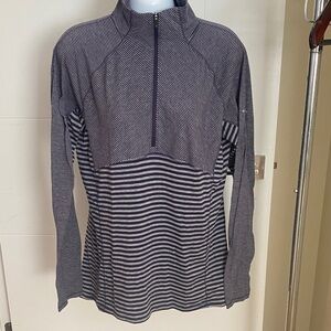 Women's Long Sleeve Striped Top - Black and White